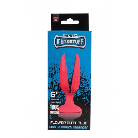 Красная пробка-бутон MENZSTUFF FLOWER BUTT PLUG 6INCH - 15 см.