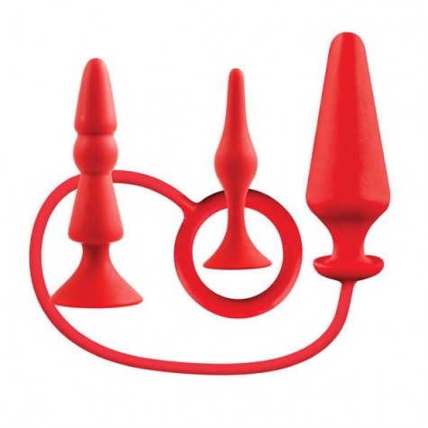 Набор из 3 красных анальных втулок BACK UP SILICONE ANAL KIT