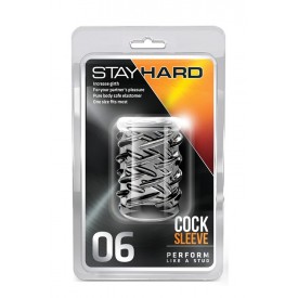 Прозрачная насадка с объёмными чёрточками STAY HARD COCK SLEEVE 06 CLEAR