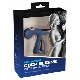 Синяя вибронасадка на пенис Vibrating Cock Sleeve with Ball Ring