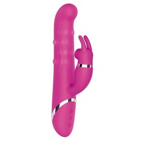 Розовый вибратор-кролик NAGHI NO.41 RECHARGEABLE DUO VIBRATOR - 24 см.